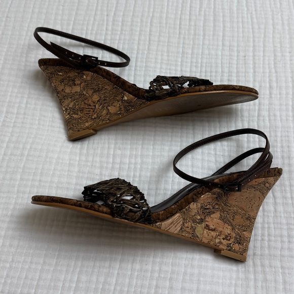 Vintage Y2K Cathy Jean Ankle Wrap Around Wedge Sandals Size 9 - Picture 1 of 13